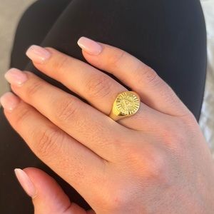 ANTHROPOLOGIE “A” Gold Ring
